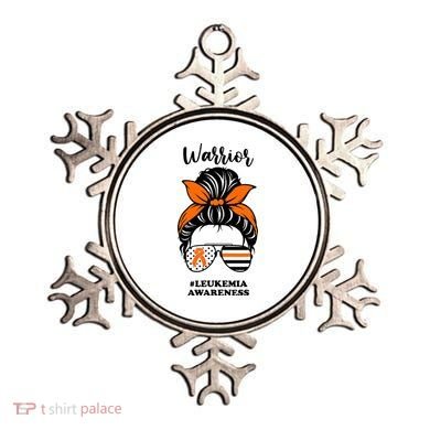 Warrior Leukemia Awareness Orange Ribbon Messy Bun Ornament