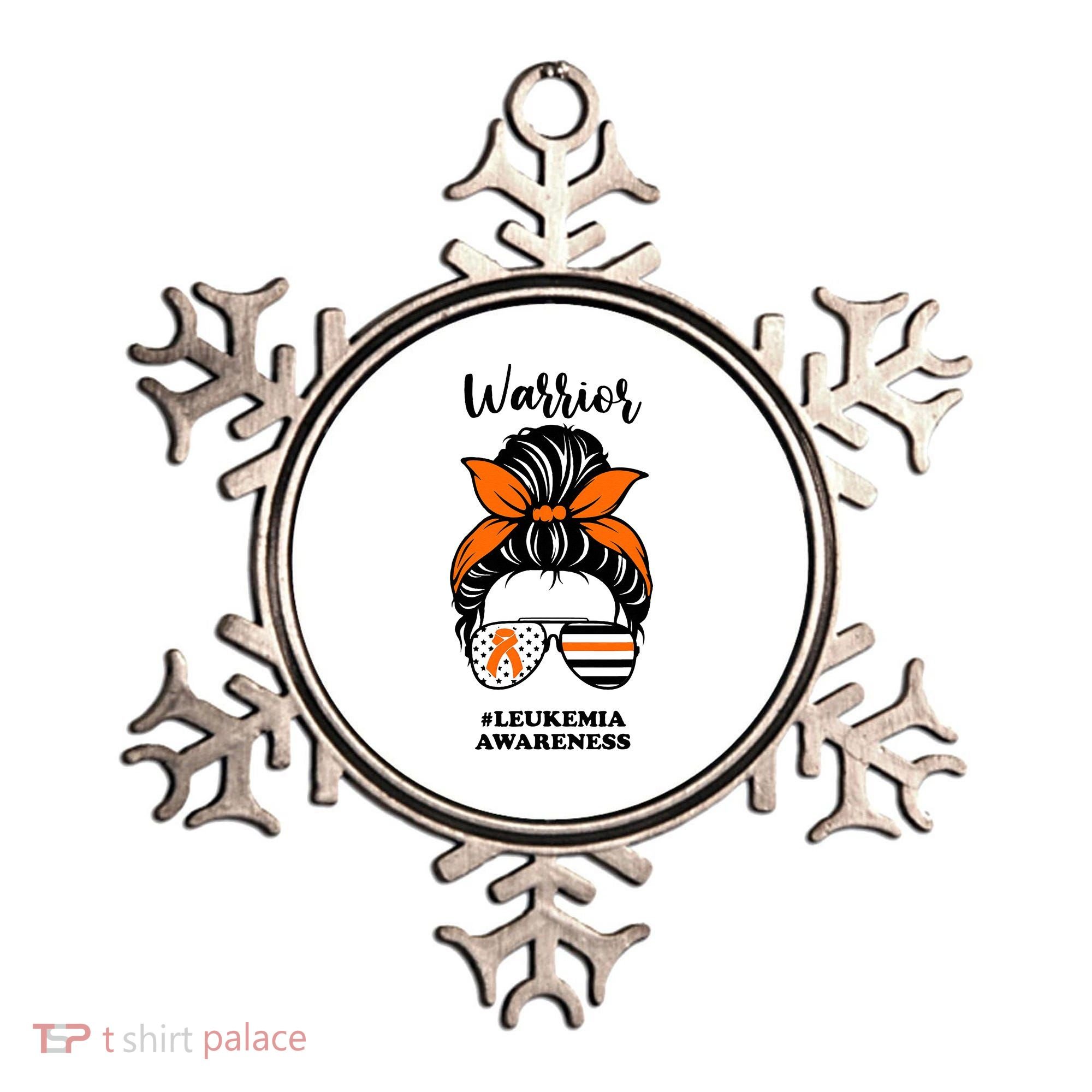 Warrior Leukemia Awareness Orange Ribbon Messy Bun Ornament