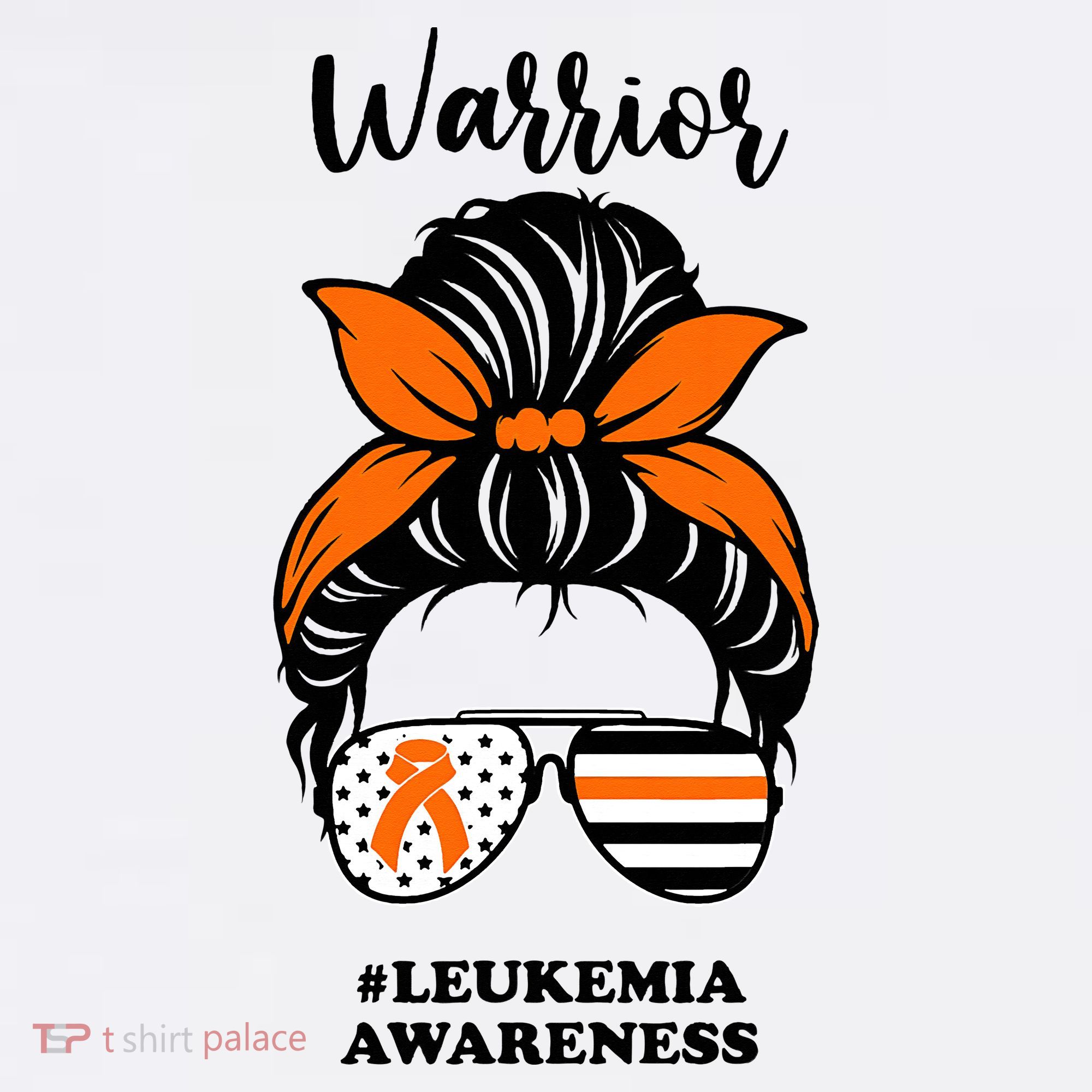 Warrior Leukemia Awareness Orange Ribbon Messy Bun Baby Bodysuit