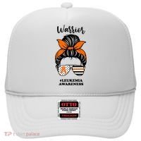Warrior Leukemia Awareness Orange Ribbon Messy Bun Hat thumb 0