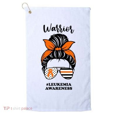 Warrior Leukemia Awareness Orange Ribbon Messy Bun Golf Towel