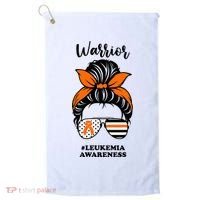 Warrior Leukemia Awareness Orange Ribbon Messy Bun Golf Towel thumb 0