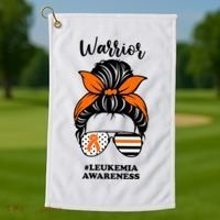 Warrior Leukemia Awareness Orange Ribbon Messy Bun Golf Towel thumb 1