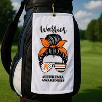 Warrior Leukemia Awareness Orange Ribbon Messy Bun Golf Towel thumb 2