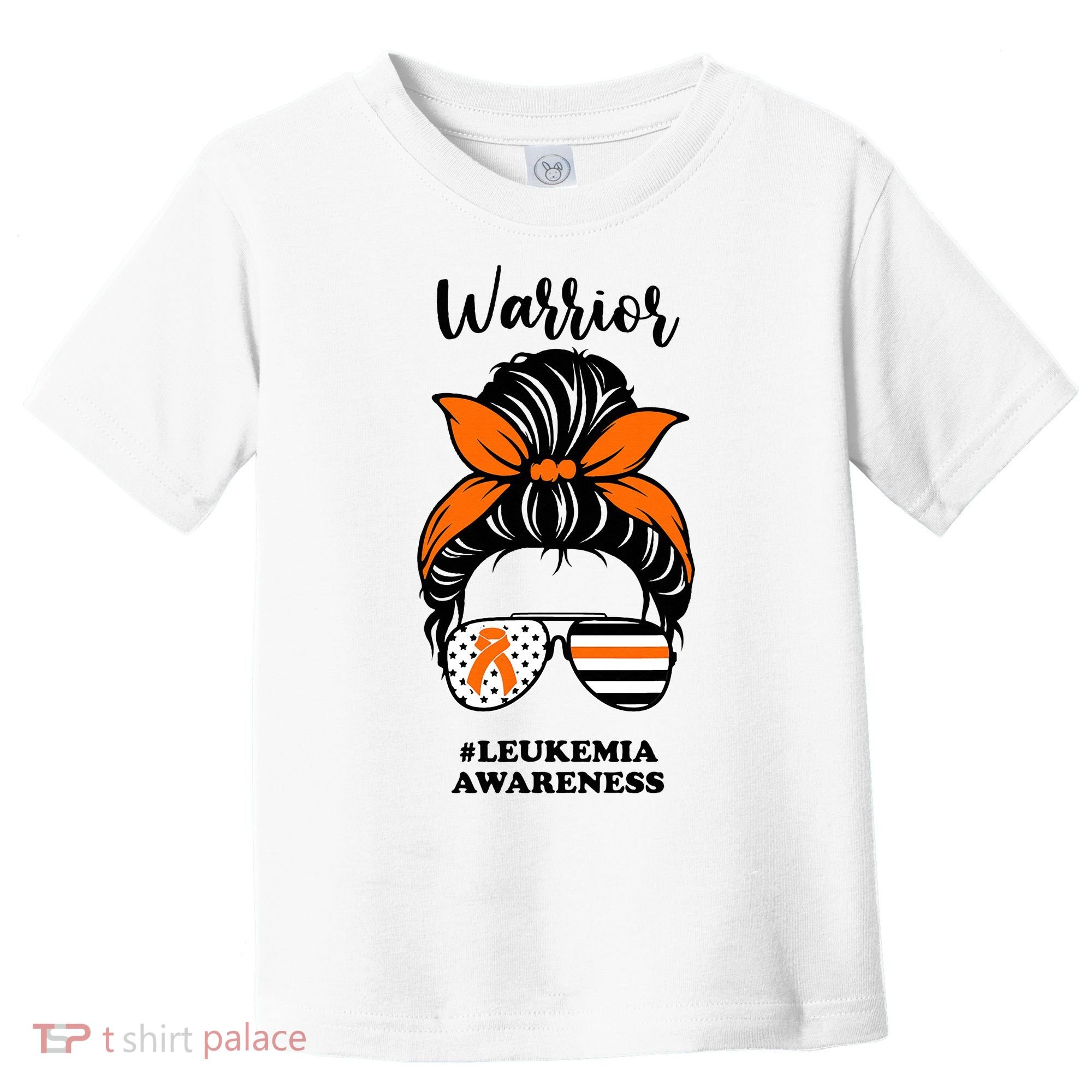 Warrior Leukemia Awareness Orange Ribbon Messy Bun Toddler T-Shirt