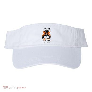 Warrior Leukemia Awareness Orange Ribbon Messy Bun Visor