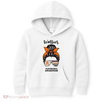 Warrior Leukemia Awareness Orange Ribbon Messy Bun Kids Hoodie thumb 0