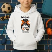Warrior Leukemia Awareness Orange Ribbon Messy Bun Kids Hoodie thumb 2