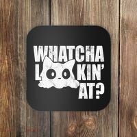 Watcha Lookin At Funny Cat Coaster thumb 0