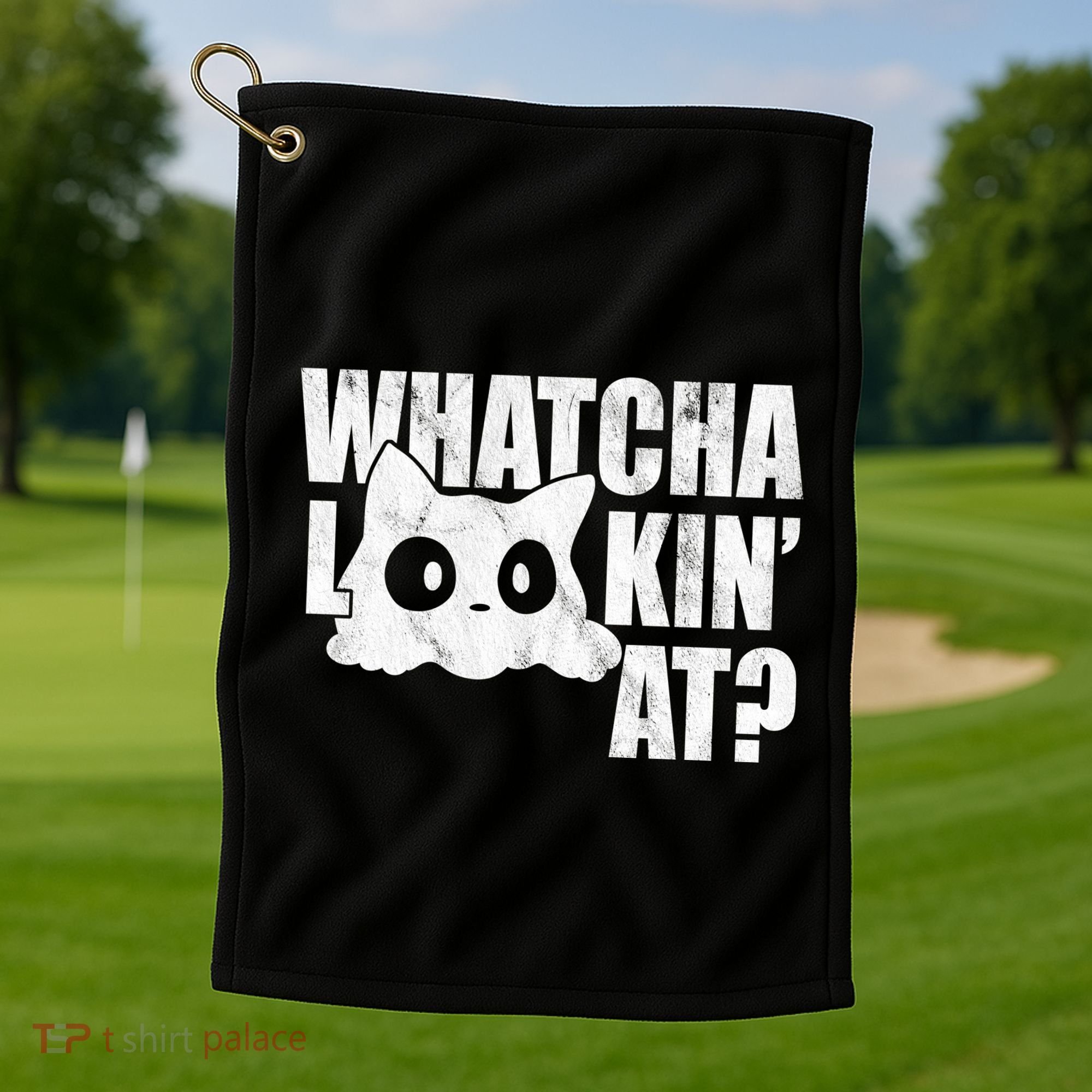 Watcha Lookin At Funny Cat Golf Towel
