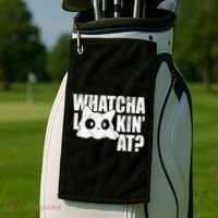Watcha Lookin At Funny Cat Golf Towel thumb 2