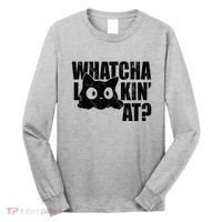 Watcha Lookin At Funny Cat Long Sleeve Shirt thumb 0