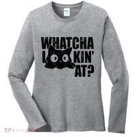 Watcha Lookin At Funny Cat Women's Long Sleeve Shirt thumb 0