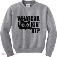 Watcha Lookin At Funny Cat Kids Sweatshirt thumb 0