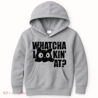 Watcha Lookin At Funny Cat Kids Hoodie thumb 0