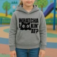 Watcha Lookin At Funny Cat Kids Hoodie thumb 3