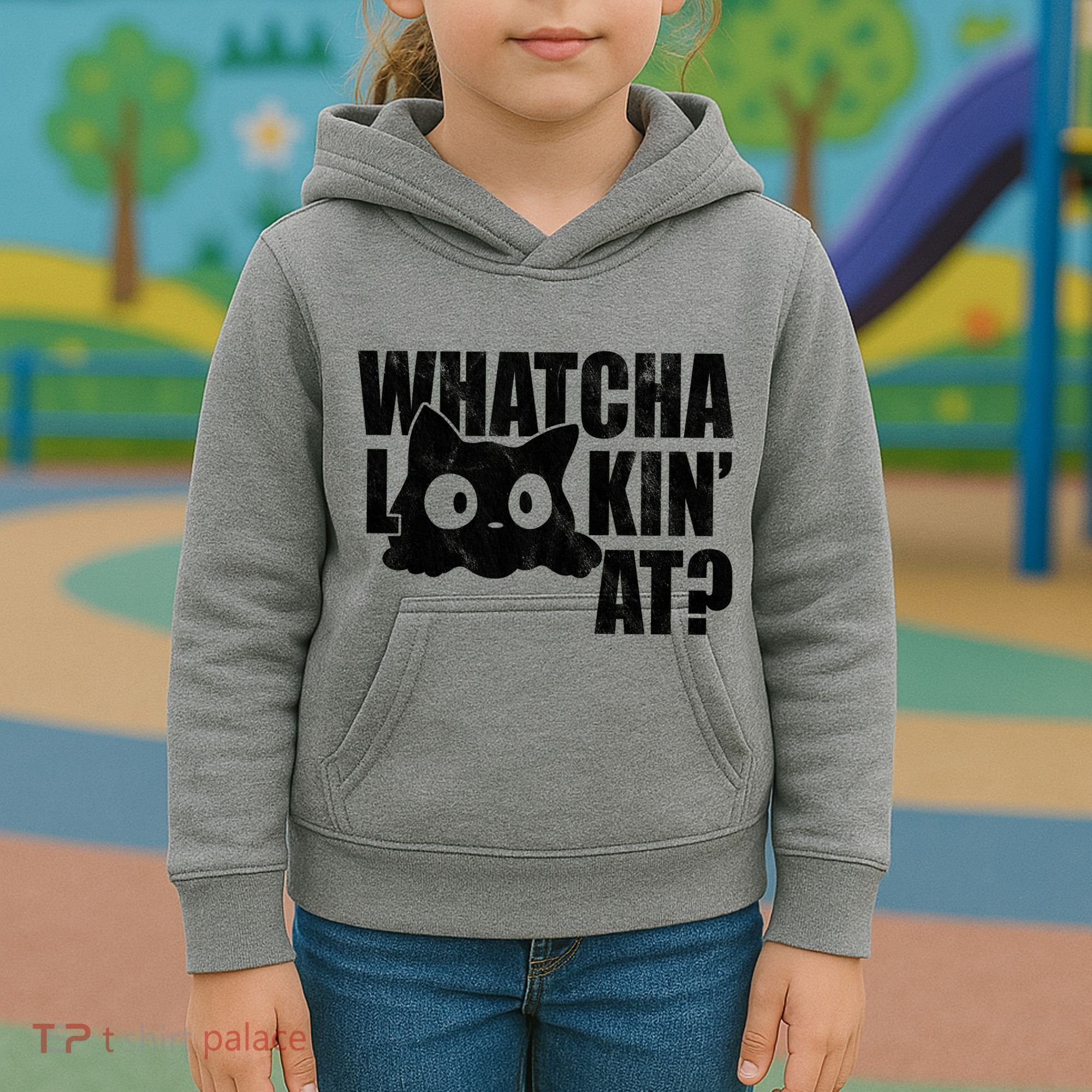 Watcha Lookin At Funny Cat Kids Hoodie
