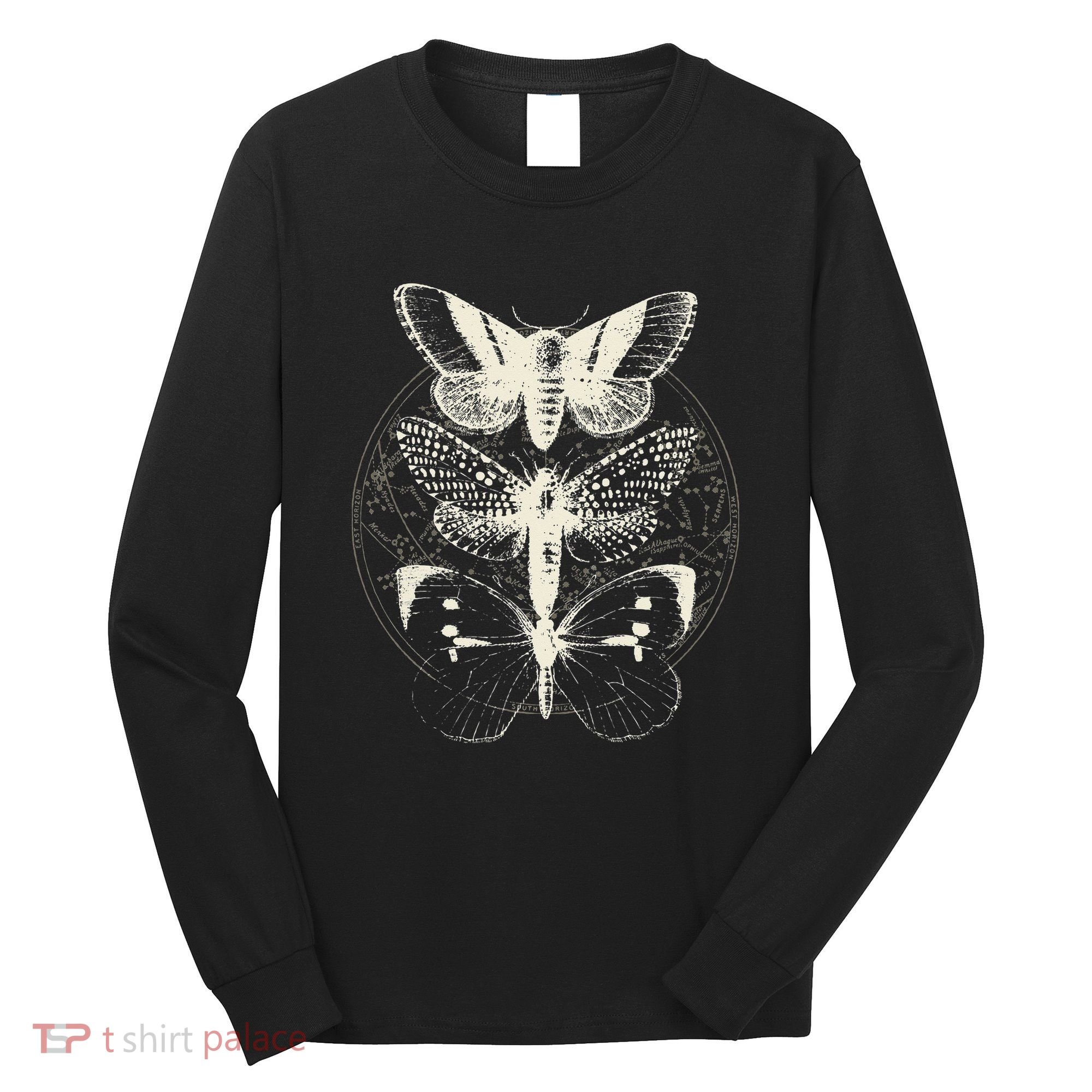Witchcore Lepidoptera Butterfly Moth Insect Astronomy Lover Long Sleeve Shirt