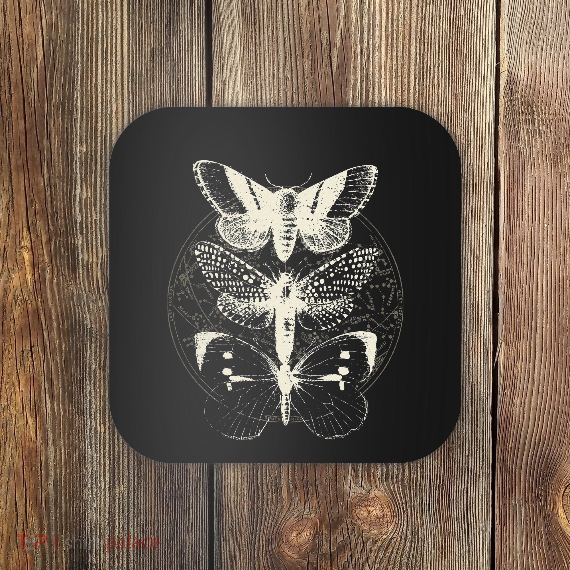 Witchcore Lepidoptera Butterfly Moth Insect Astronomy Lover Coaster