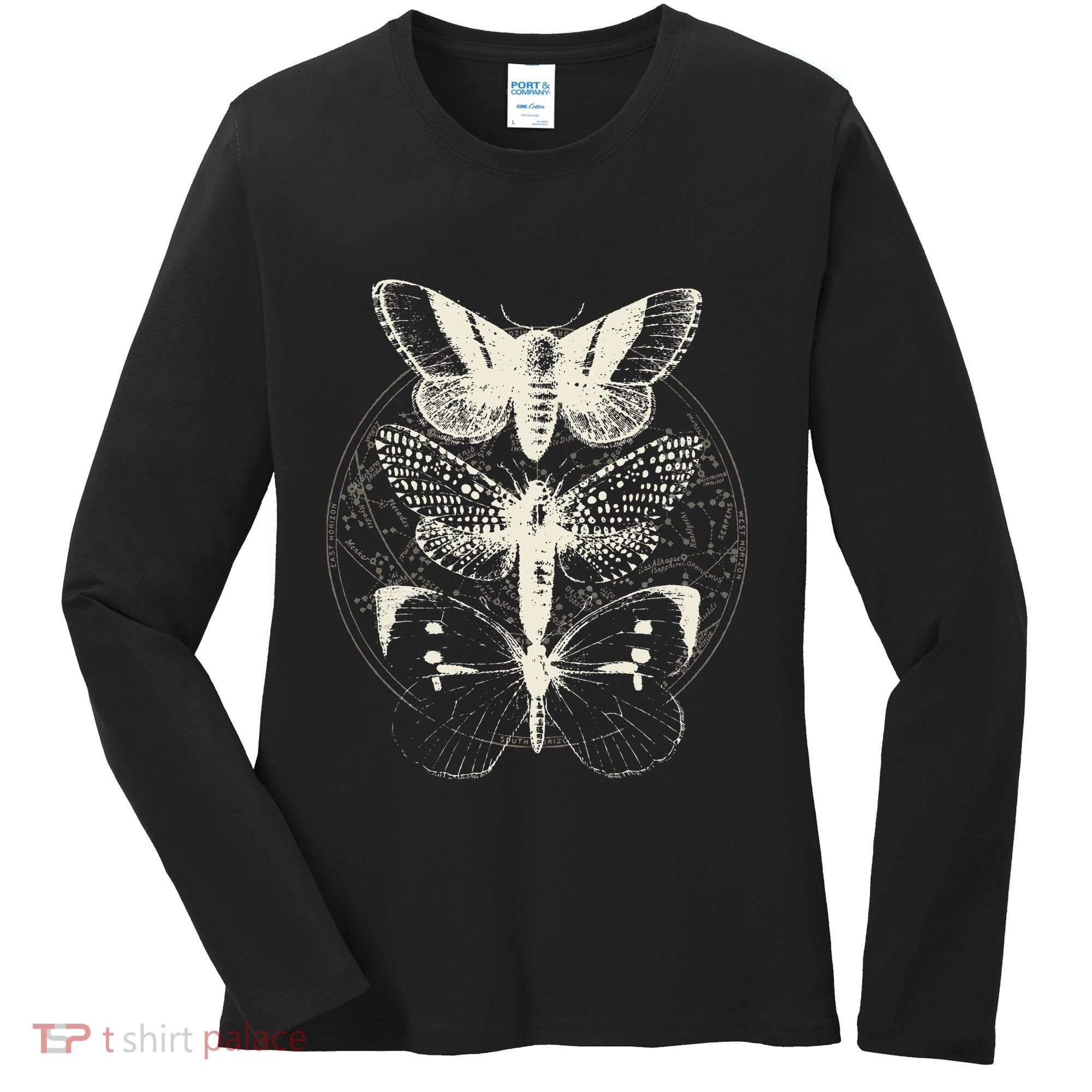 Witchcore Lepidoptera Butterfly Moth Insect Astronomy Lover Women's Long Sleeve Shirt
