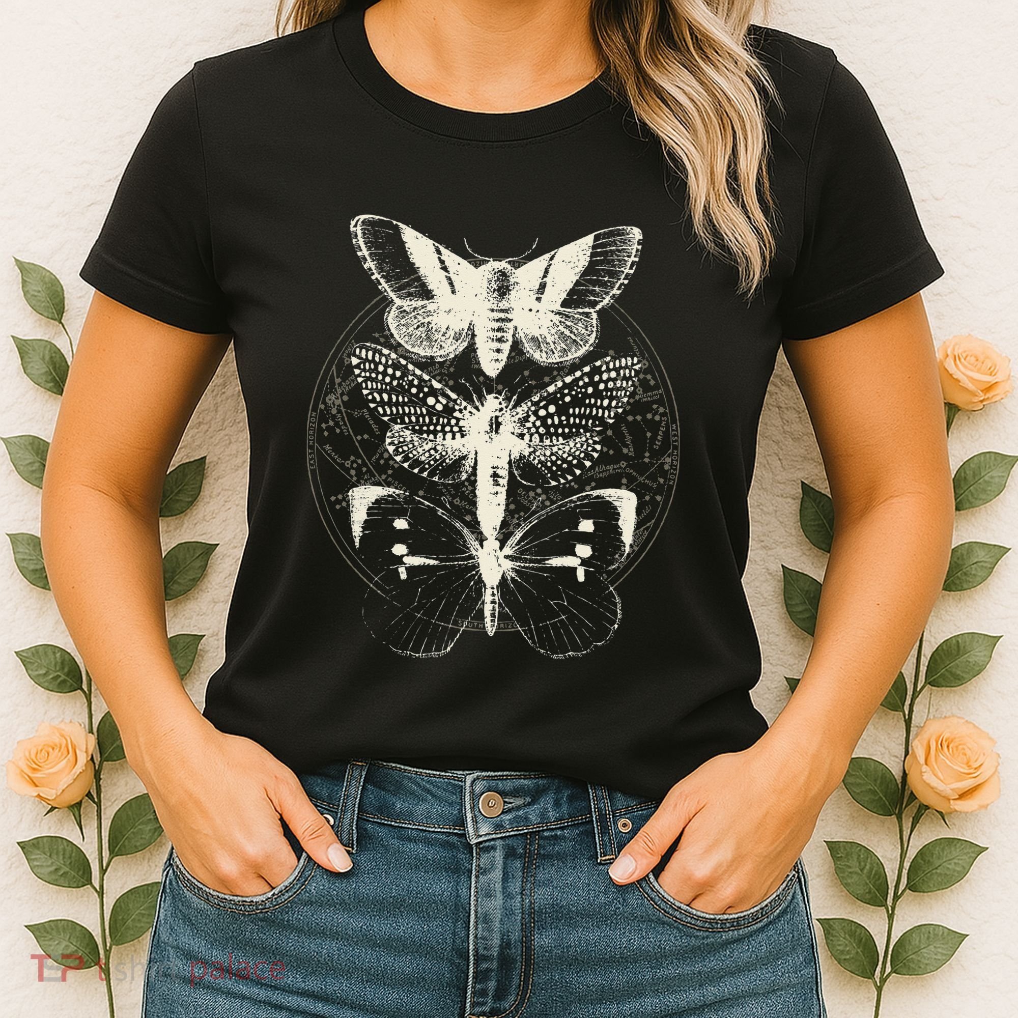 Witchcore Lepidoptera Butterfly Moth Insect Astronomy Lover Women's T-Shirt