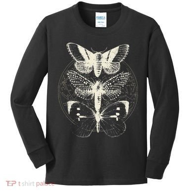 Witchcore Lepidoptera Butterfly Moth Insect Astronomy Lover Kids Long Sleeve Shirt