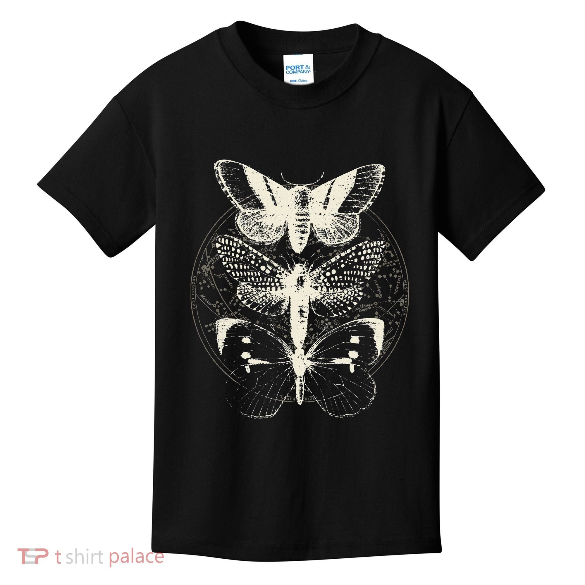 Witchcore Lepidoptera Butterfly Moth Insect Astronomy Lover Kids T-Shirt