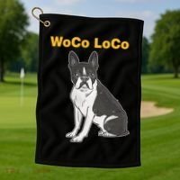 Woco Loco Boston Terrier Dog Golf Towel thumb 1