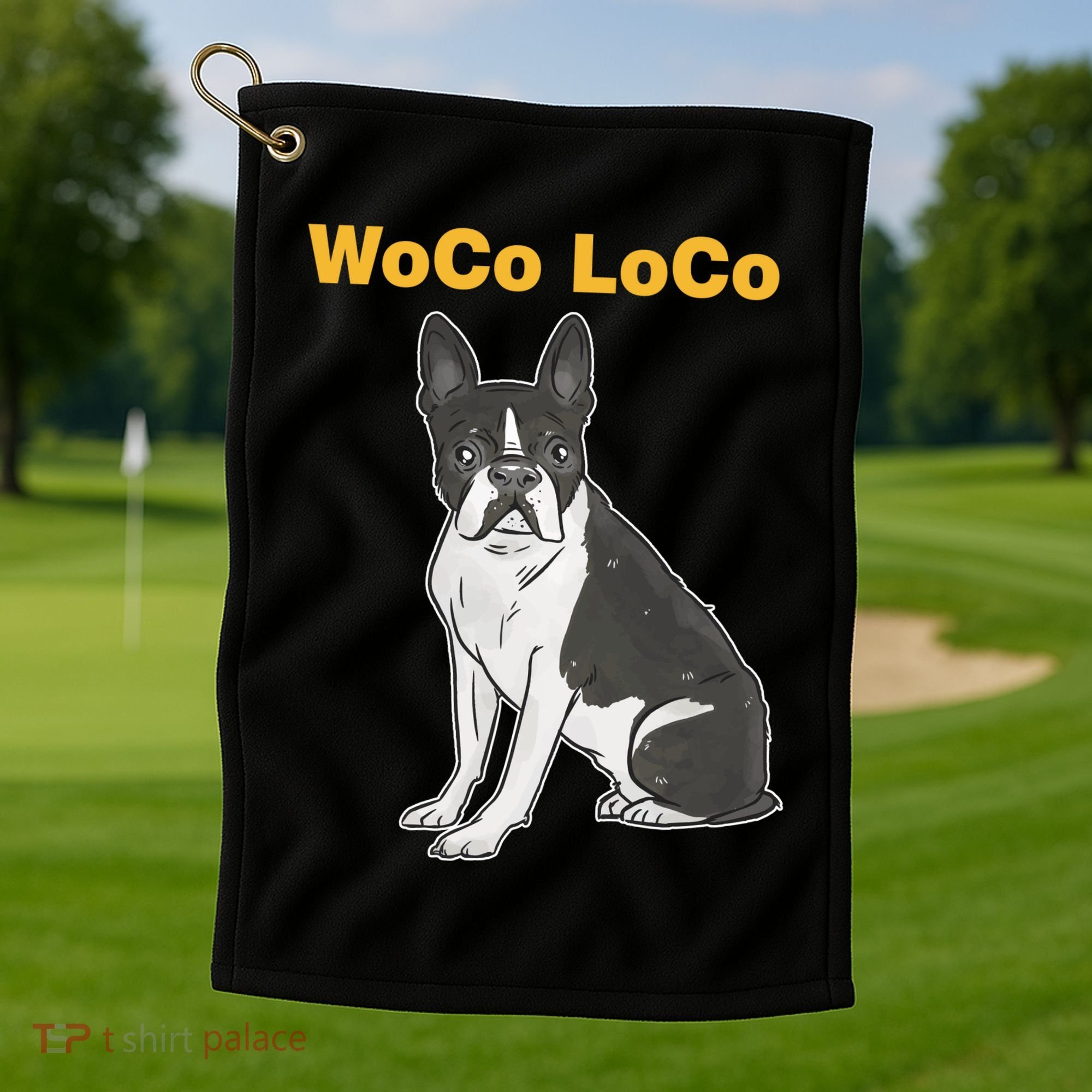 Woco Loco Boston Terrier Dog Golf Towel