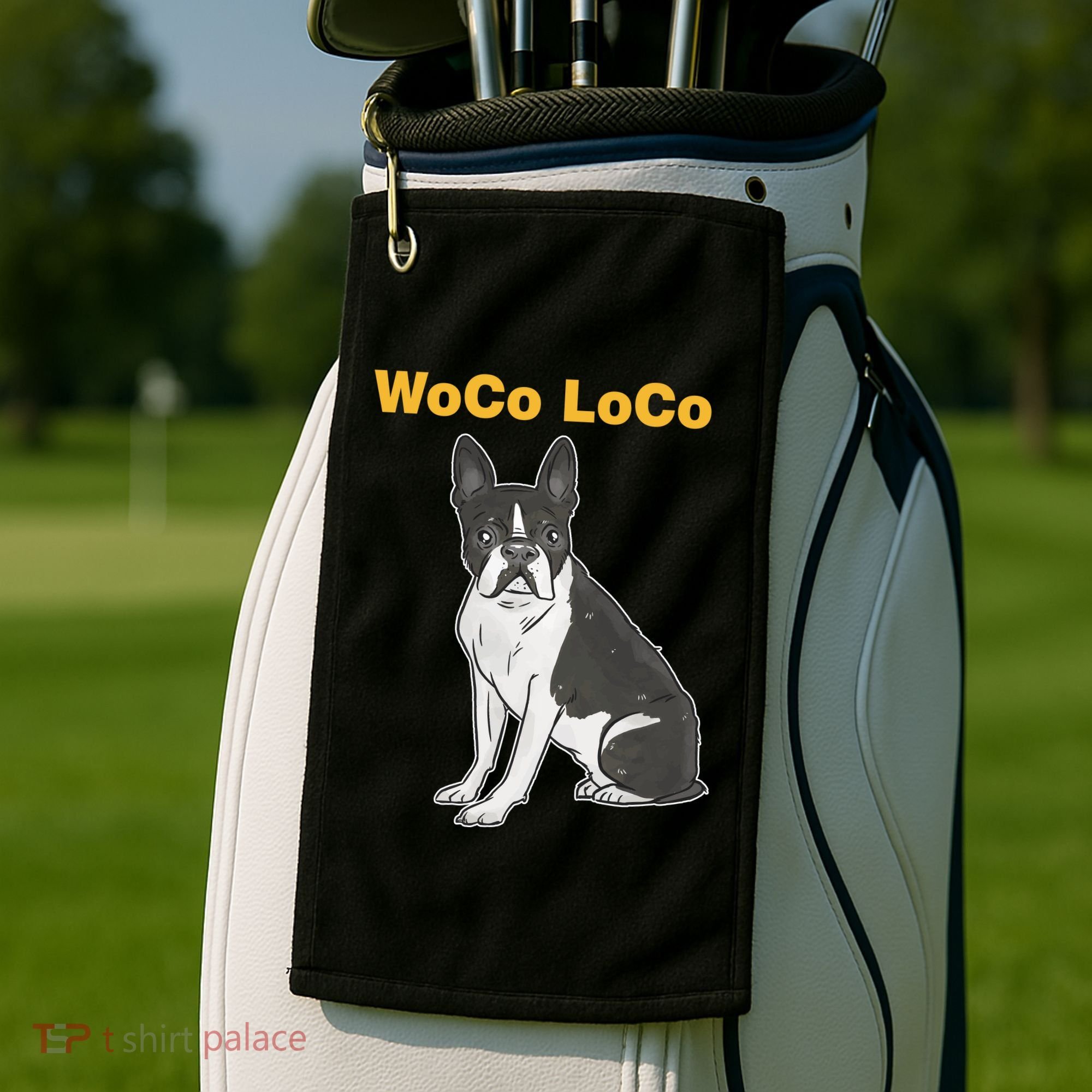 Woco Loco Boston Terrier Dog Golf Towel