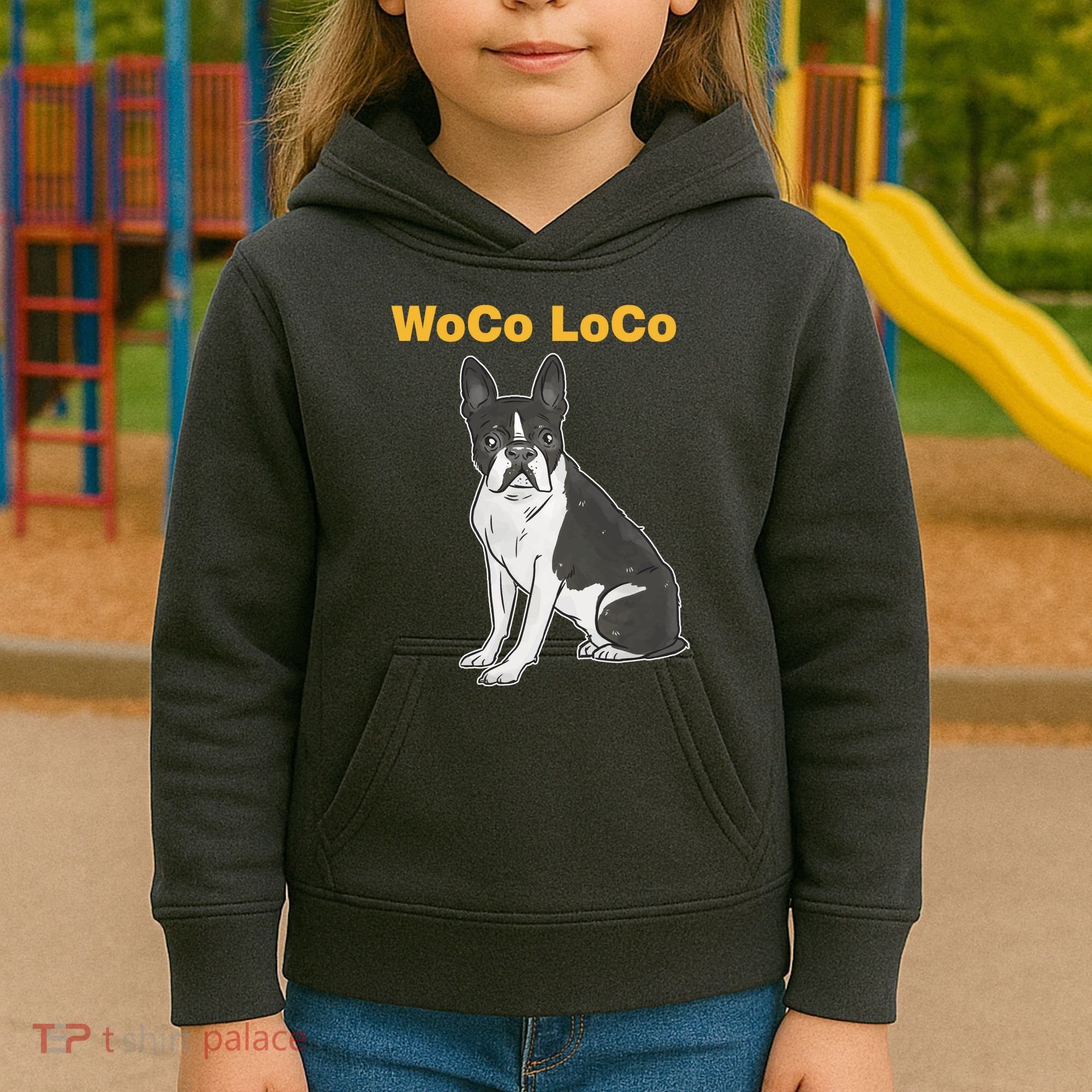 Woco Loco Boston Terrier Dog Kids Hoodie