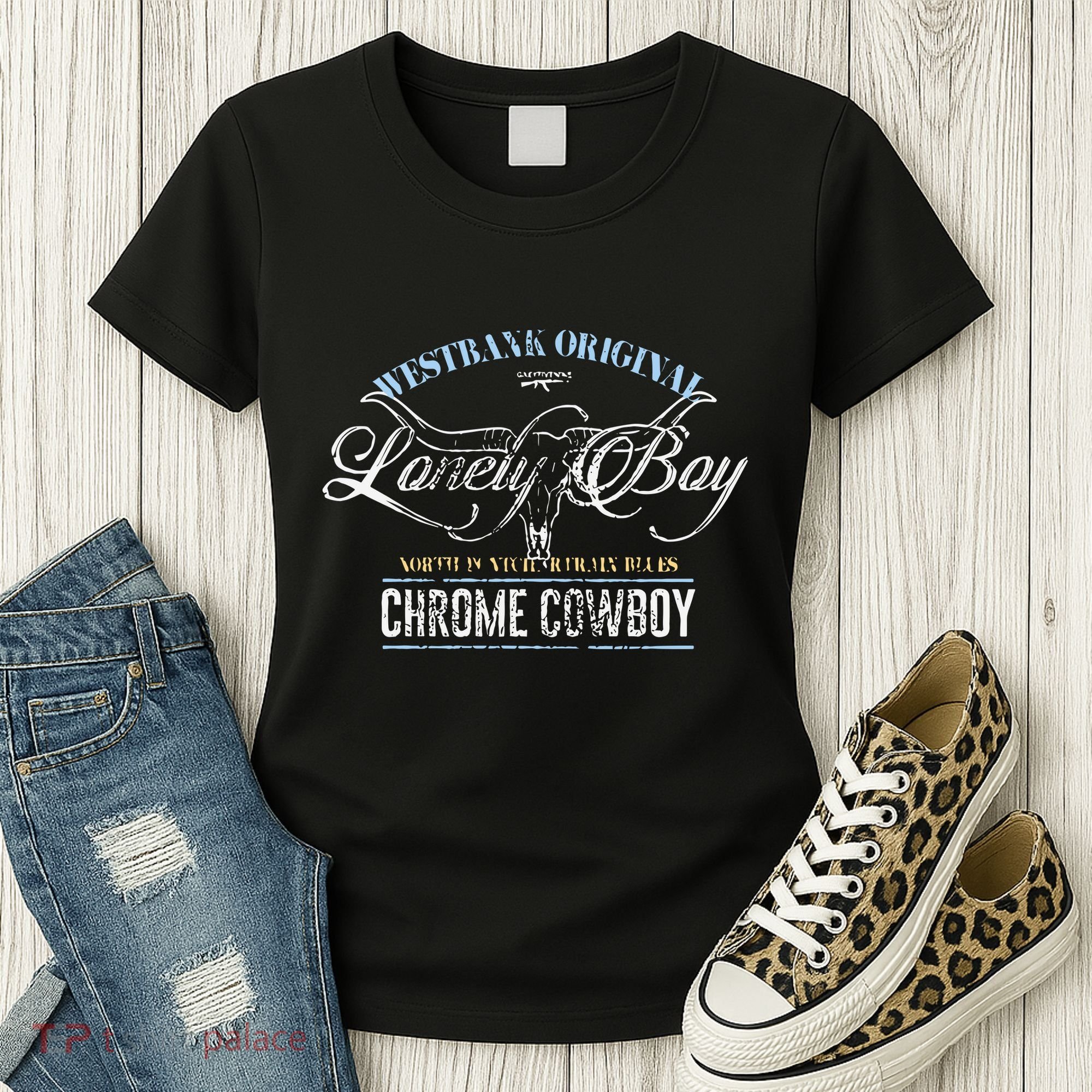 Westbank Lonely Boy North Pontchartrain Blues Chrome Cowboy Women's T-Shirt