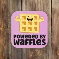Waffle Lover Breakfast Waffles Powered By Waffles Coaster thumb 0