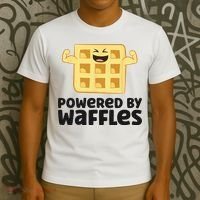 Waffle Lover Breakfast Waffles Powered By Waffles T-Shirt thumb 3
