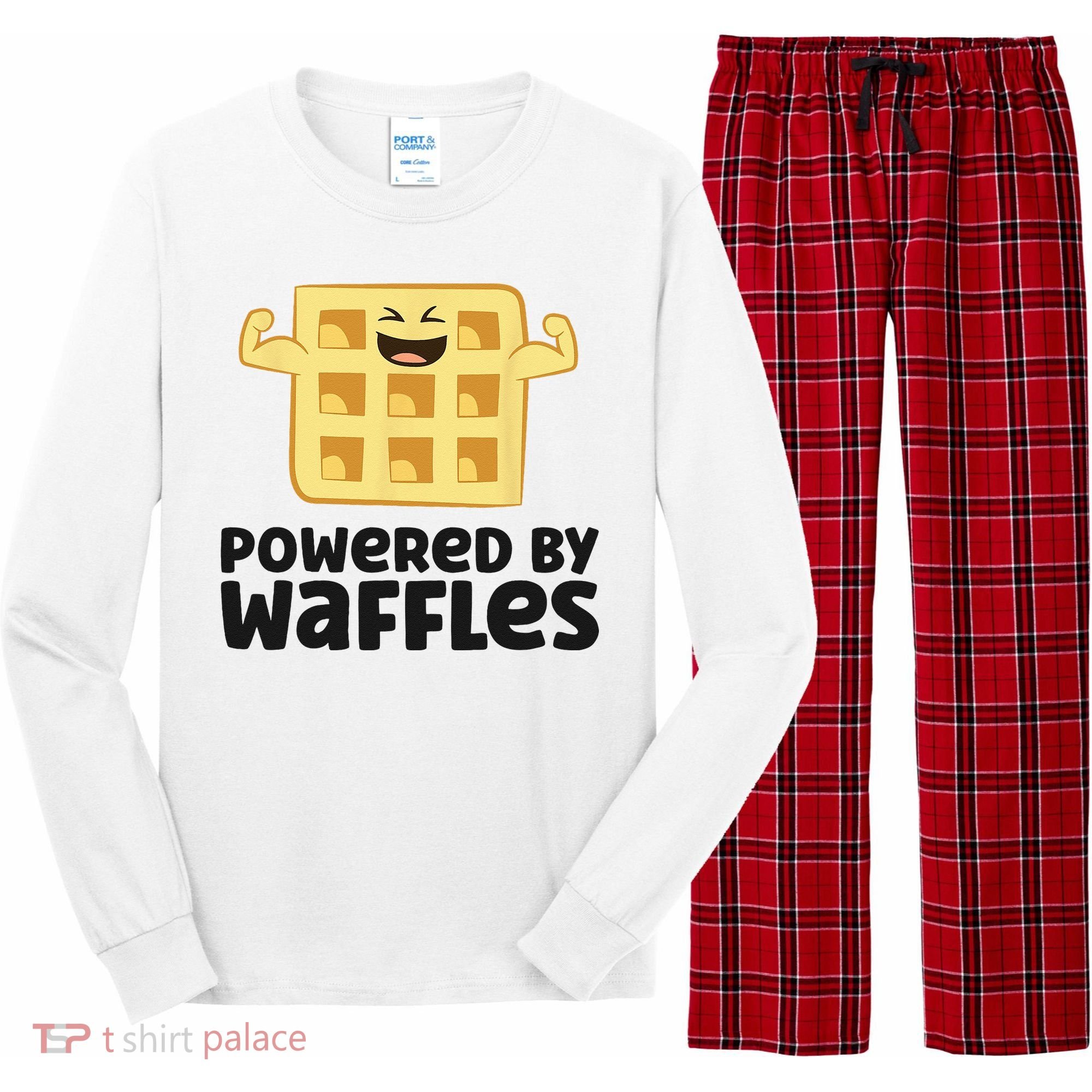 Waffle Lover Breakfast Waffles Powered By Waffles Long Sleeve Pajama Set
