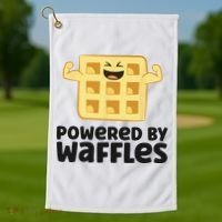 Waffle Lover Breakfast Waffles Powered By Waffles Golf Towel thumb 1
