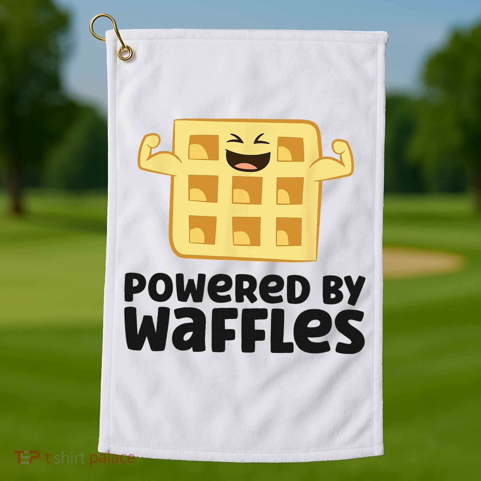 Waffle Lover Breakfast Waffles Powered By Waffles Golf Towel