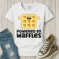 Waffle Lover Breakfast Waffles Powered By Waffles Women's T-Shirt thumb 3