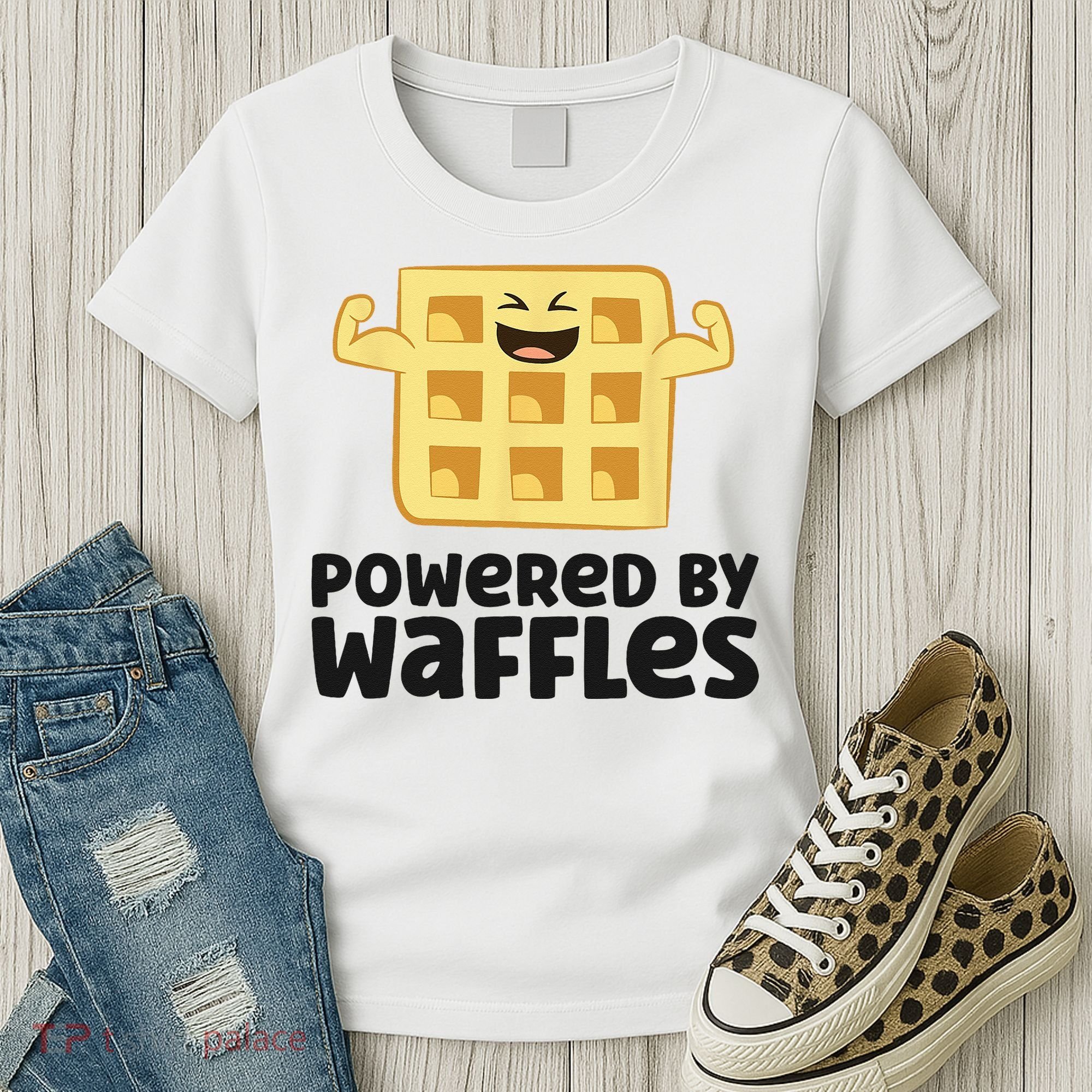 Waffle Lover Breakfast Waffles Powered By Waffles Women's T-Shirt