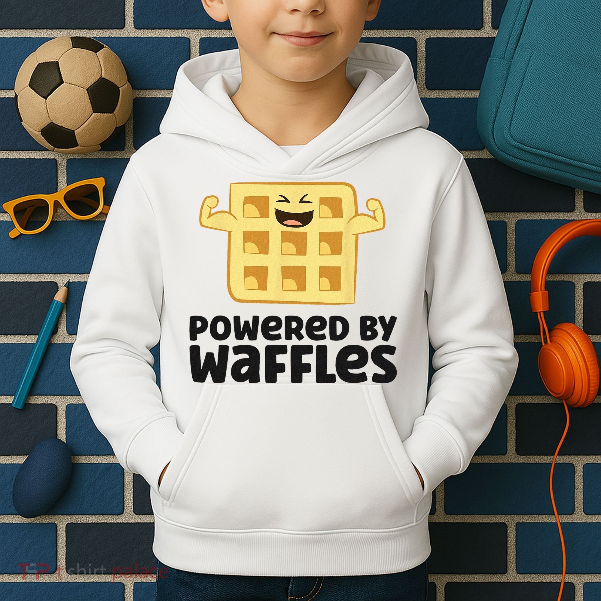 Waffle Lover Breakfast Waffles Powered By Waffles Kids Hoodie