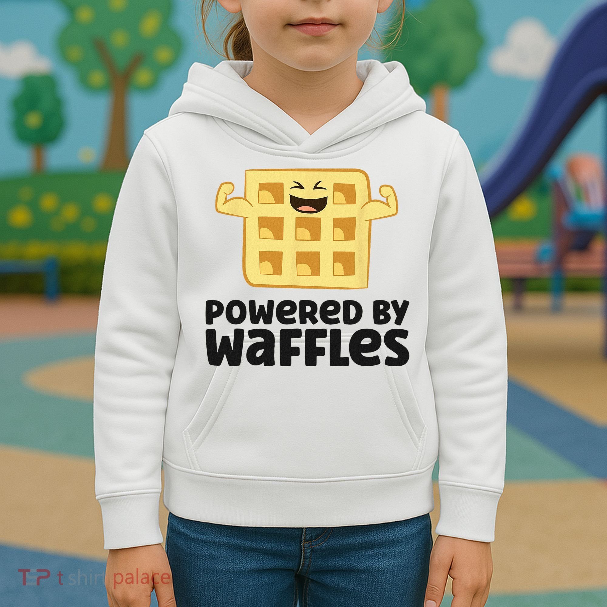 Waffle Lover Breakfast Waffles Powered By Waffles Kids Hoodie