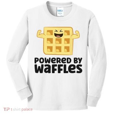 Waffle Lover Breakfast Waffles Powered By Waffles Kids Long Sleeve Shirt
