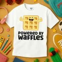 Waffle Lover Breakfast Waffles Powered By Waffles Kids T-Shirt thumb 3
