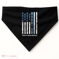 Warrior Light Blue Ribbon Prostate Cancer Awareness USA-Made Doggie Bandana thumb 0
