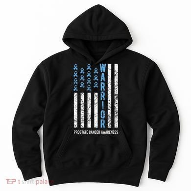 Warrior Light Blue Ribbon Prostate Cancer Awareness Hoodie