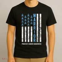 Warrior Light Blue Ribbon Prostate Cancer Awareness T-Shirt thumb 3