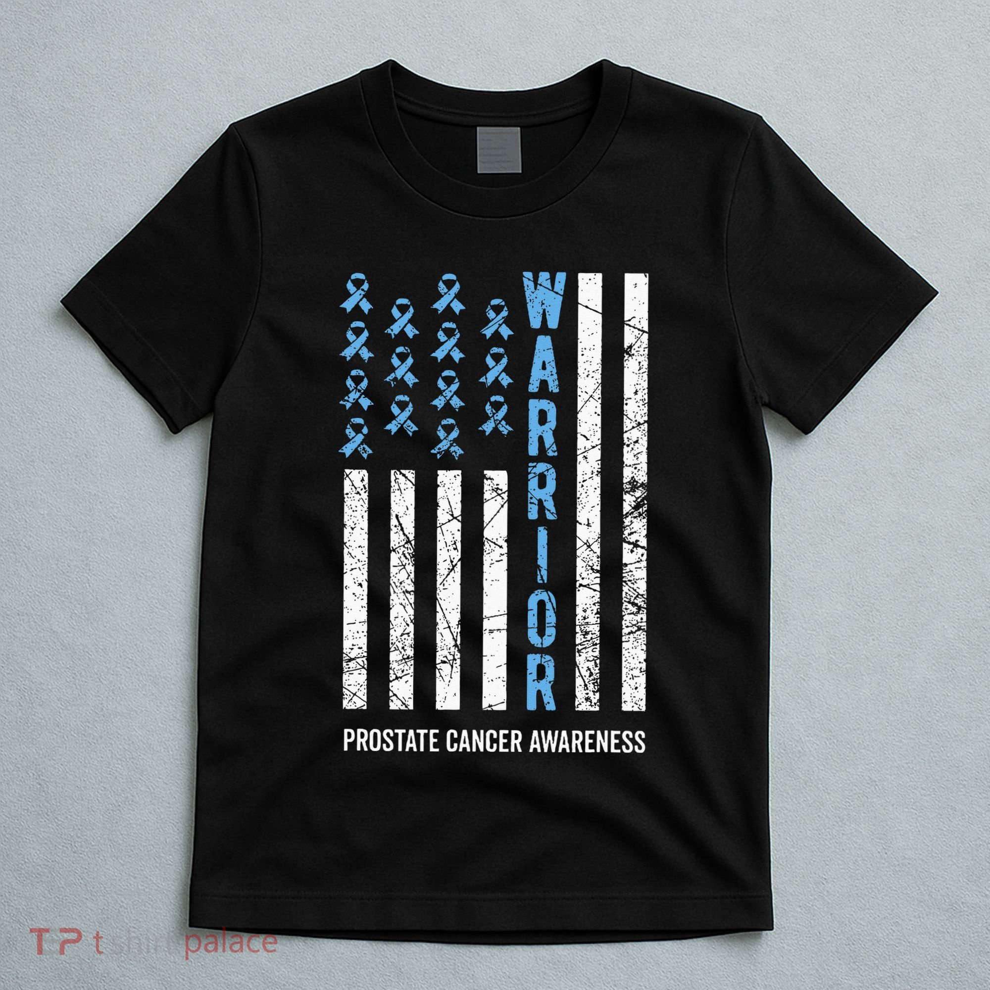 Warrior Light Blue Ribbon Prostate Cancer Awareness T-Shirt