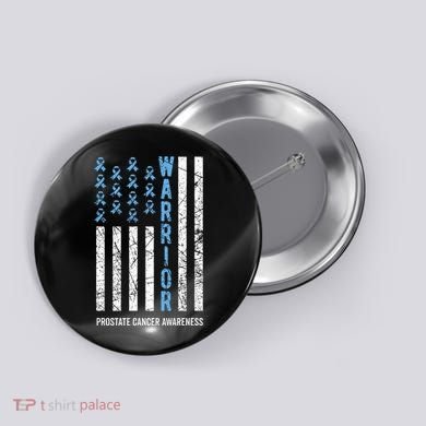 Warrior Light Blue Ribbon Prostate Cancer Awareness Button