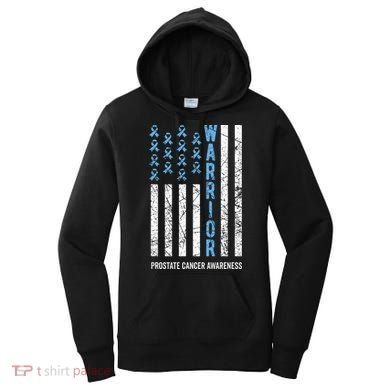 Warrior Light Blue Ribbon Prostate Cancer Awareness Women's Hoodie