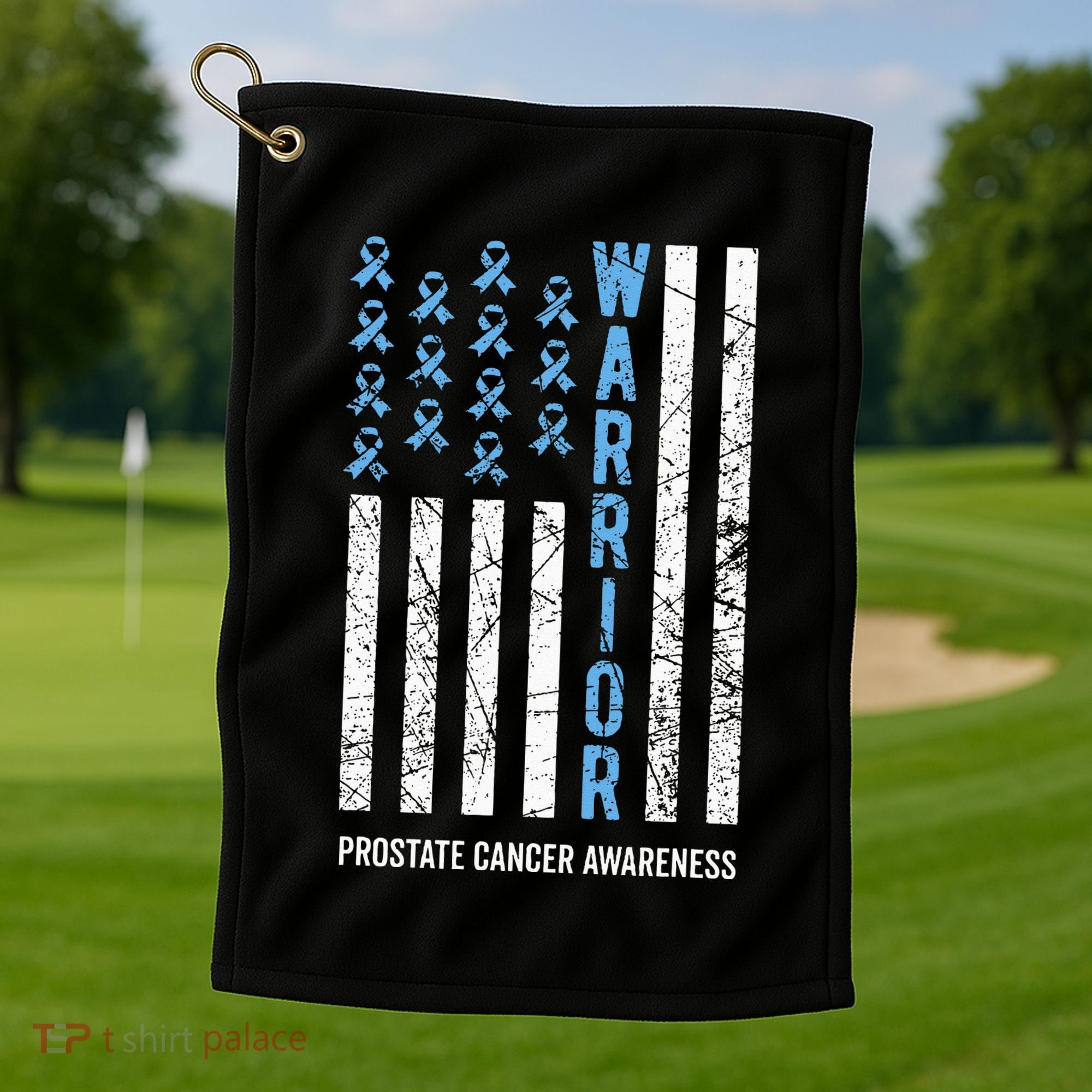 Warrior Light Blue Ribbon Prostate Cancer Awareness Golf Towel